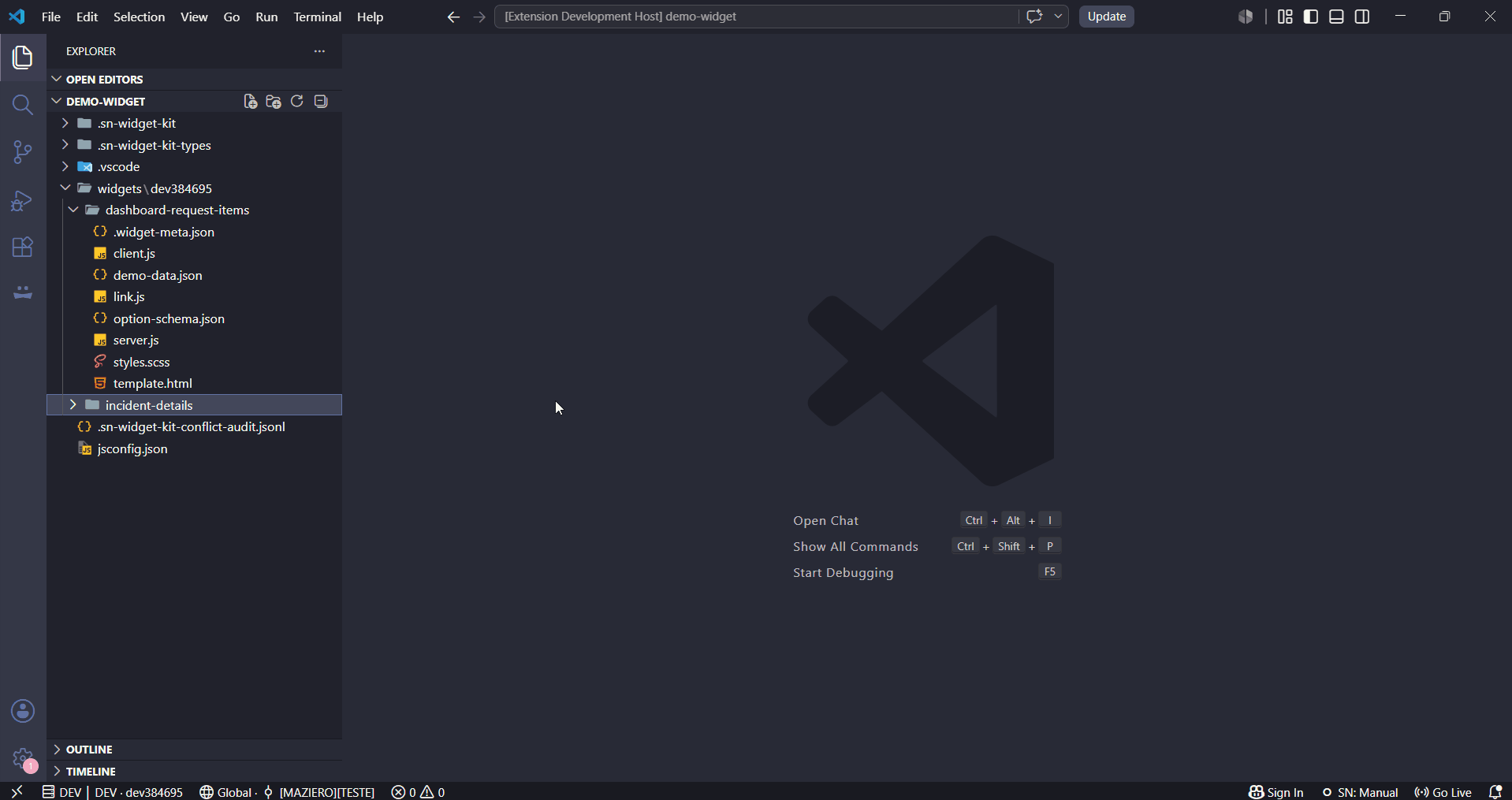 Switching a widget between the real portal and the local sandbox